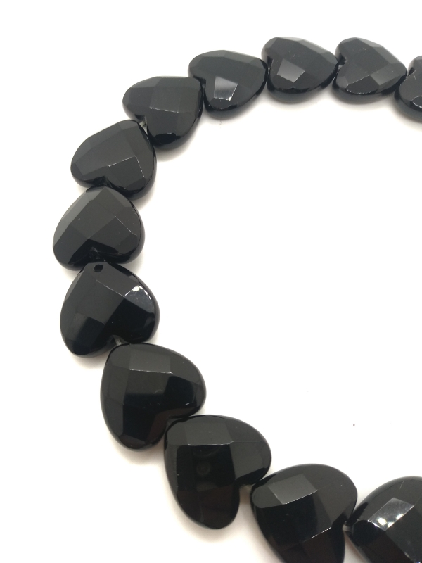Бусины Агат черный сердечки с гранями 18*7мм натуральные камни