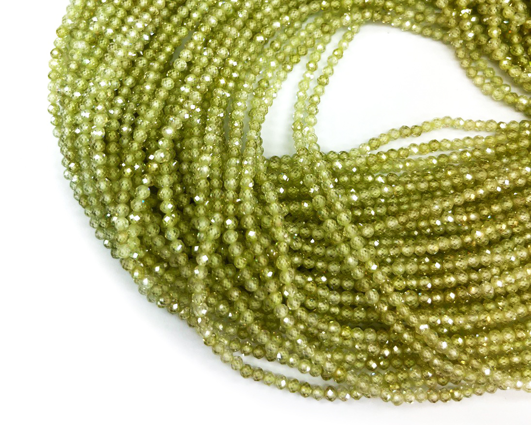 Бусины Циркон натуральный ювелирной огранки размер 2мм цвет зеленый