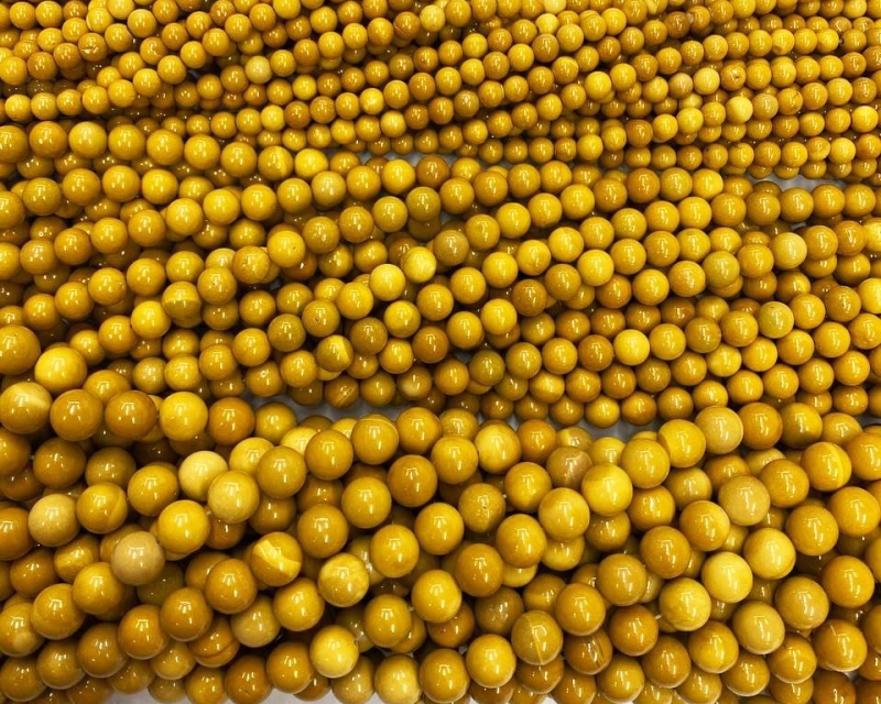 Бусины Яшма мукаит желтая круглая гладкая размеры 6мм 8мм 10мм натуральный камень