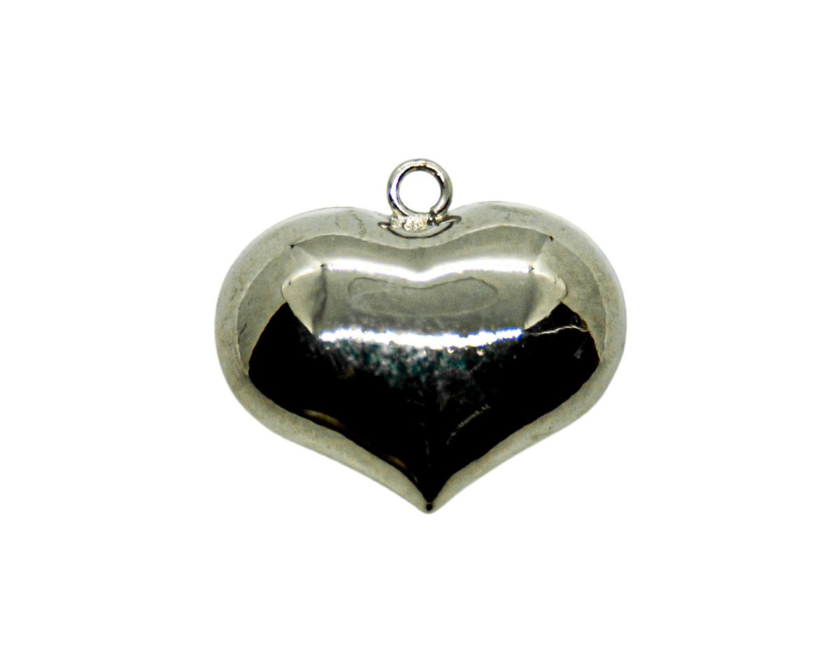 Кулон сердце крупное объемное цвет серебро, 26*30мм